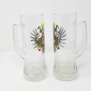 Vtg‎ Rastal Italy clear large beer stein mug handle bar ware man cave crest